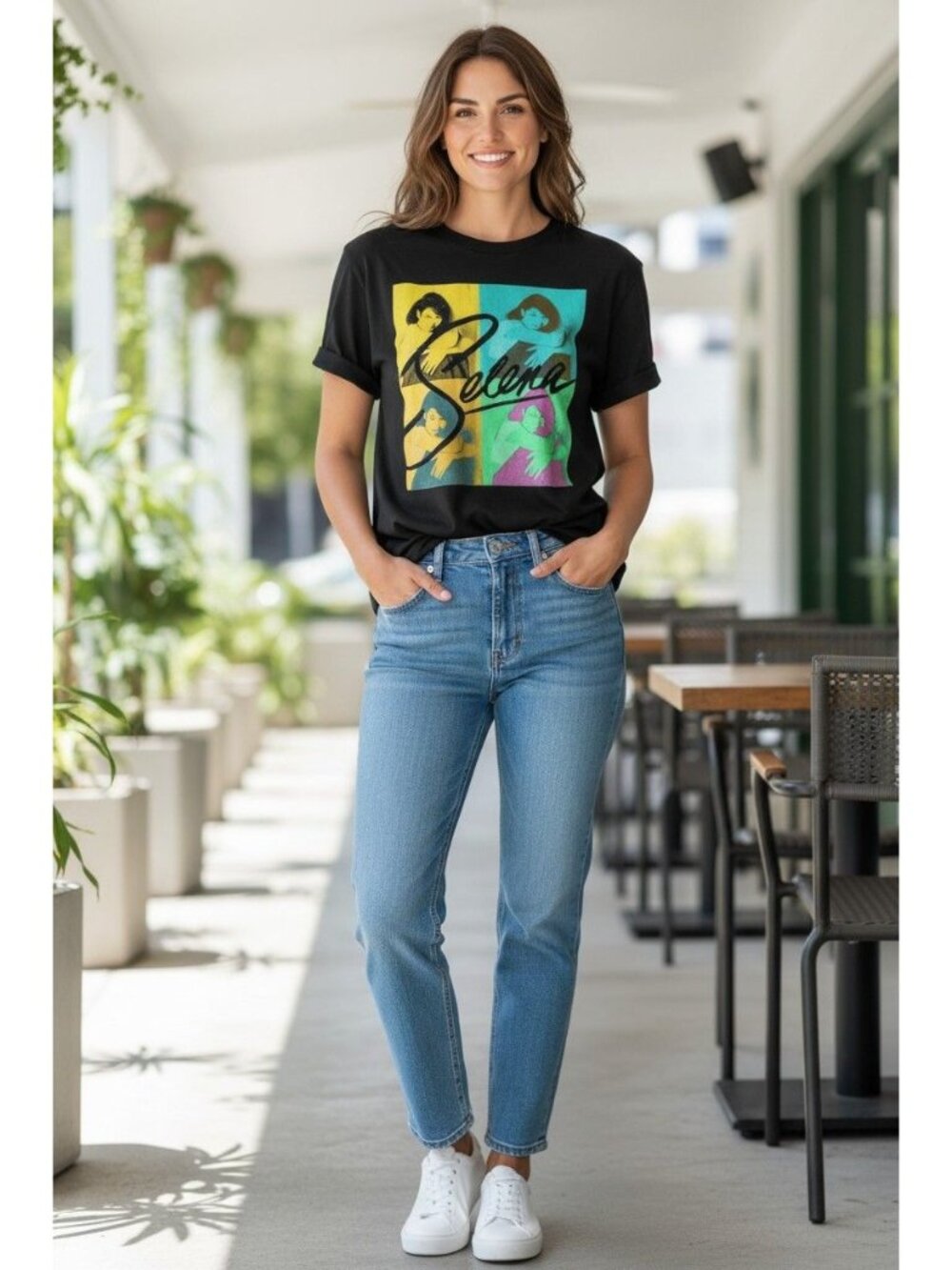 Selena Quintanilla Pop Art Graphic Tee Black XL